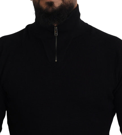 Dolce &amp; Gabbana Elegante maglione pullover nero in misto seta