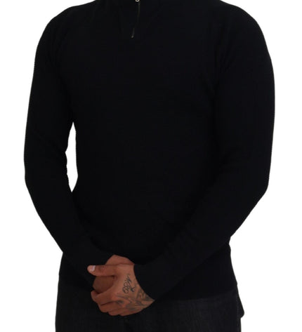 Dolce &amp; Gabbana Elegante maglione pullover nero in misto seta