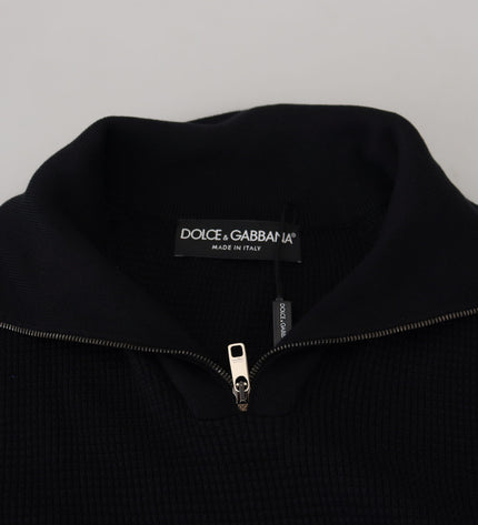 Dolce &amp; Gabbana Elegante maglione pullover nero in misto seta