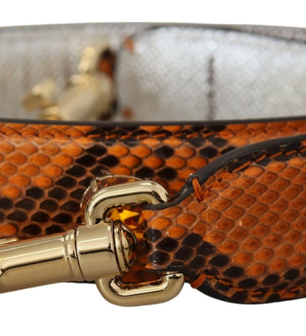 Dolce & Gabbana Chic Orange Leather Bag Strap with Gold-Tone Clasps