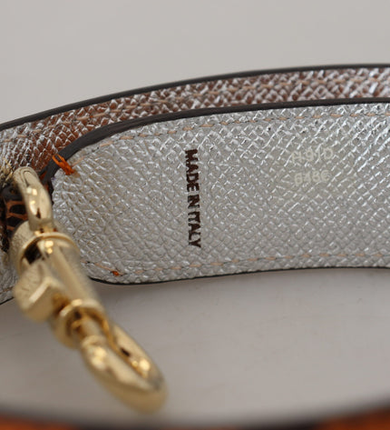 Dolce & Gabbana Chic Orange Leather Bag Strap with Gold-Tone Clasps