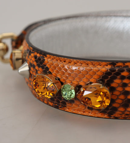 Dolce & Gabbana Chic Orange Leather Bag Strap with Gold-Tone Clasps