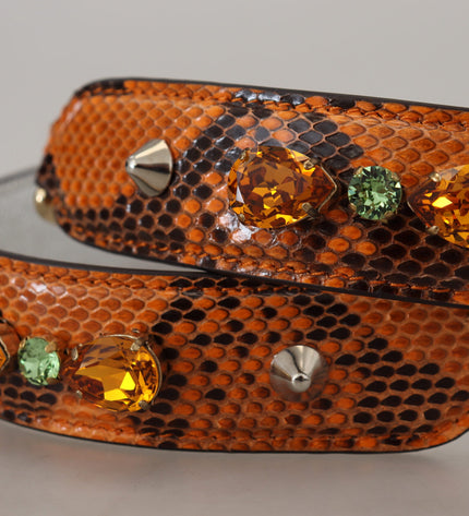 Dolce & Gabbana Chic Orange Leather Bag Strap with Gold-Tone Clasps