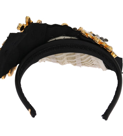 Dolce & Gabbana Elegant Black Crystal Headband Diadem