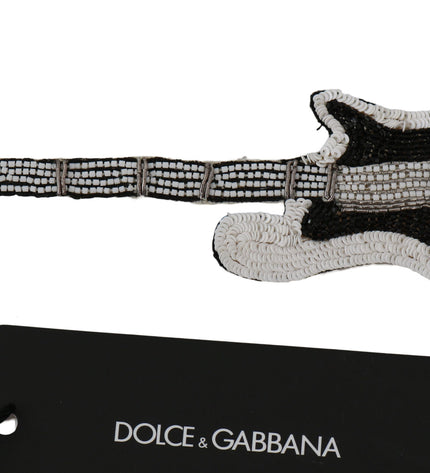 Dolce & Gabbana Gold Sequined Guitar Pin Brooch