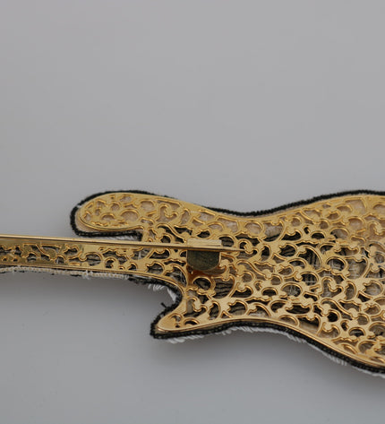 Spilla a forma di chitarra con paillettes dorate Dolce &amp; Gabbana