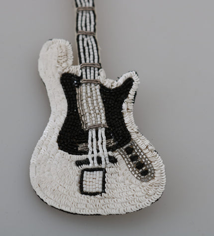 Dolce & Gabbana Gold Sequined Guitar Pin Brooch