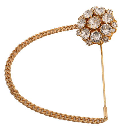 Dolce & Gabbana Exquisite Crystal-Embellished Gold Brooch