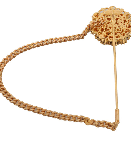 Dolce & Gabbana Exquisite Crystal-Embellished Gold Brooch