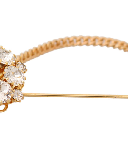 Dolce & Gabbana Exquisite Crystal-Embellished Gold Brooch