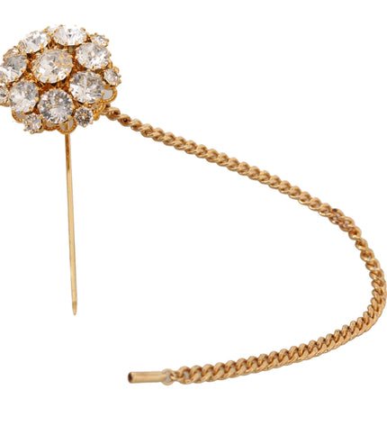 Dolce & Gabbana Exquisite Crystal-Embellished Gold Brooch