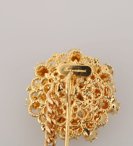 Dolce & Gabbana Exquisite Crystal-Embellished Gold Brooch