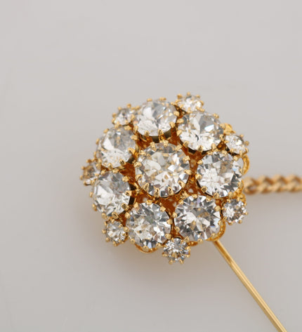 Dolce & Gabbana Exquisite Crystal-Embellished Gold Brooch