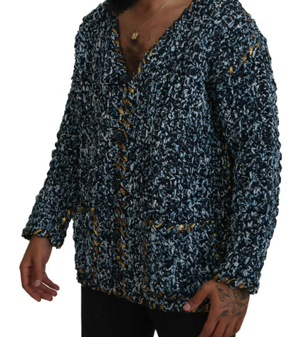 Dolce & Gabbana Elegant Blue V-Neck Cardigan Sweater