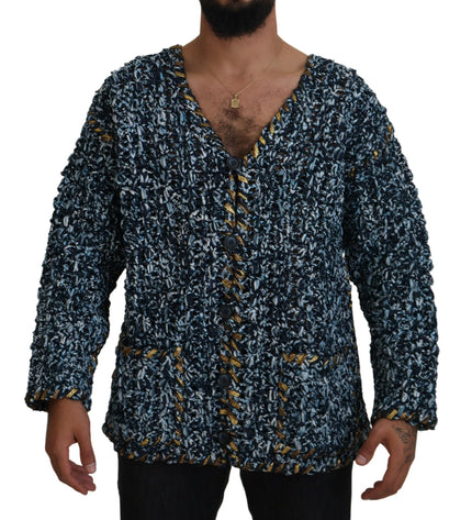 Dolce & Gabbana Elegant Blue V-Neck Cardigan Sweater