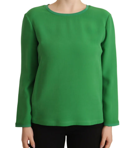 Maglione a maniche lunghe in seta elegante Armani in verde lussureggiante