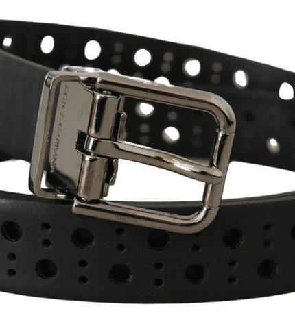 Dolce & Gabbana Elegant Black Leather Belt with Metal Buckle