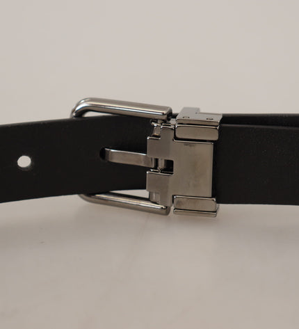 Dolce & Gabbana Elegant Black Leather Belt with Metal Buckle