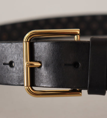 Dolce & Gabbana Elegant Leather Belt with Logo Engraved Buckle