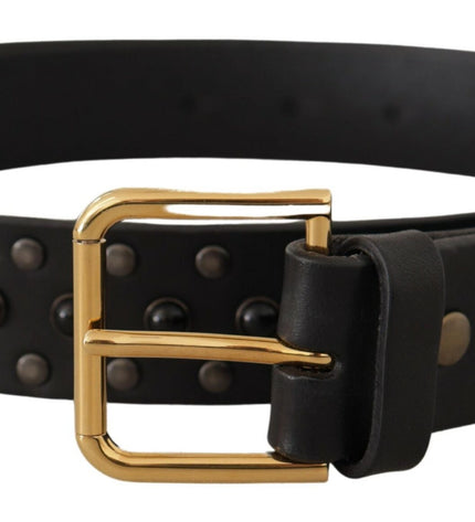 Dolce & Gabbana Elegant Leather Belt with Logo Engraved Buckle