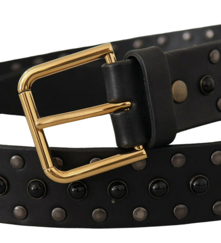 Dolce & Gabbana Elegant Leather Belt with Logo Engraved Buckle