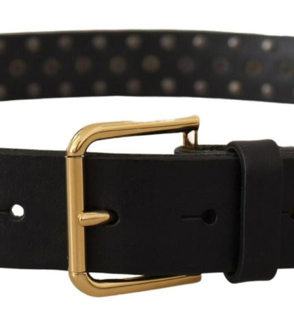 Dolce & Gabbana Elegant Leather Belt with Logo Engraved Buckle