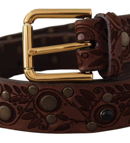 Dolce & Gabbana Elegant Leather Belt with Engraved Buckle