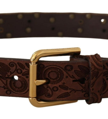 Dolce & Gabbana Elegant Leather Belt with Engraved Buckle