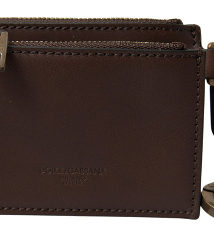 Dolce & Gabbana Elegant Brown Leather Coin Purse Wallet