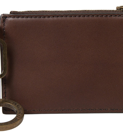 Dolce & Gabbana Elegant Brown Leather Coin Purse Wallet