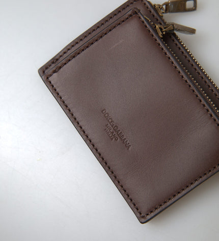 Dolce & Gabbana Elegant Brown Leather Coin Purse Wallet