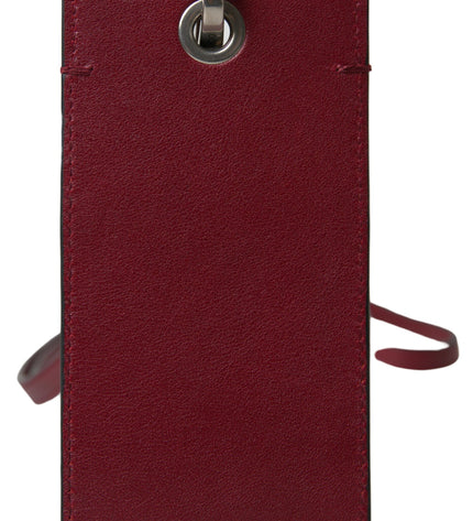 Dolce & Gabbana Elegant Red Leather Cardholder with Lanyard