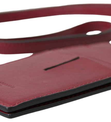 Dolce & Gabbana Elegant Red Leather Cardholder with Lanyard