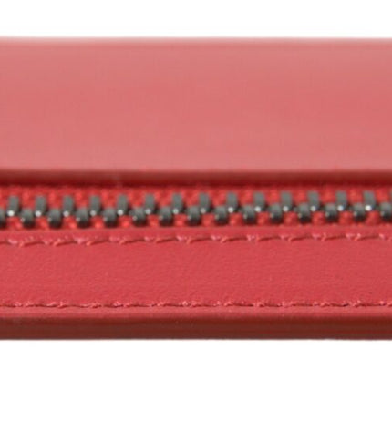 Dolce & Gabbana Elegant Red Leather Lanyard Card Holder