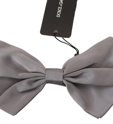 Dolce & Gabbana Elegant Silver Gray Silk Bow Tie