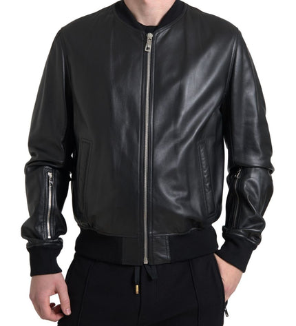 Dolce &amp; Gabbana Elegante bomber in pelle nera