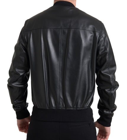 Dolce &amp; Gabbana Elegante bomber in pelle nera