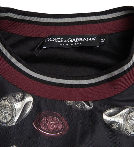 Dolce & Gabbana Elegant Silk Crewneck Pullover - Black Multicolor