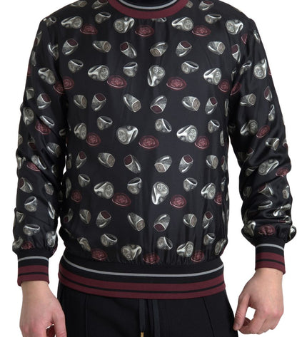 Dolce & Gabbana Elegant Silk Crewneck Pullover - Black Multicolor