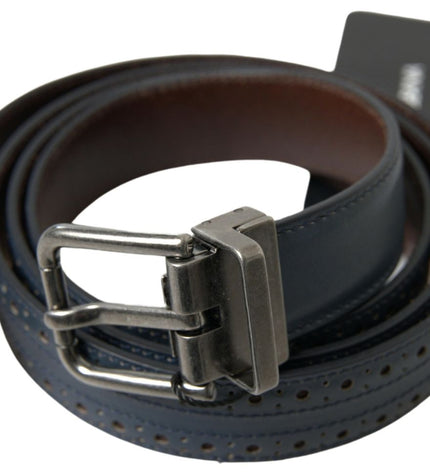 Dolce & Gabbana Elegant Blue Leather Belt with Metal Buckle