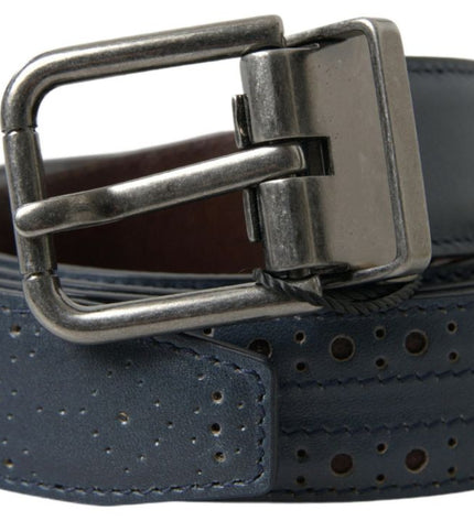 Dolce & Gabbana Elegant Blue Leather Belt with Metal Buckle