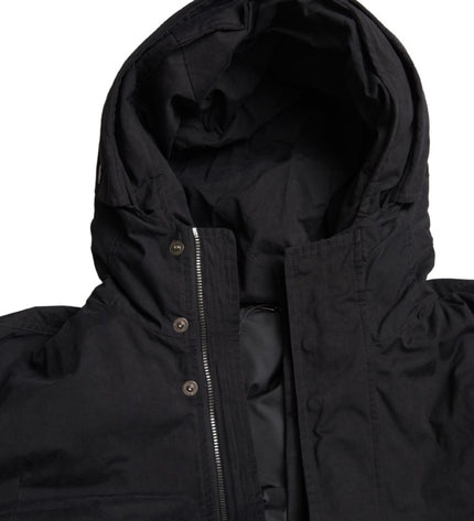 Dolce & Gabbana Elegant Black Hooded Trench Coat