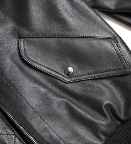 Dolce & Gabbana Elegant Black Leather Bomber Jacket