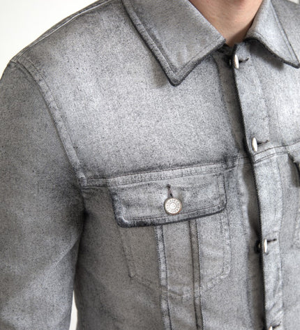 Dolce &amp; Gabbana Elegante giacca in denim stretch di cotone grigio