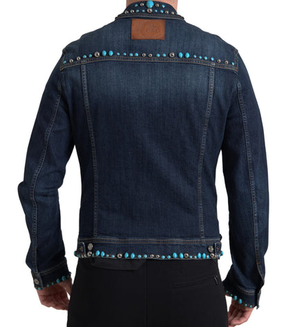 Dolce & Gabbana Embellished Turquoise Denim Jacket