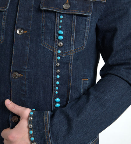 Dolce & Gabbana Embellished Turquoise Denim Jacket