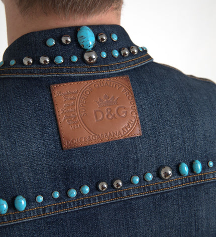 Dolce &amp; Gabbana Taşlı Turkuaz Denim Ceket