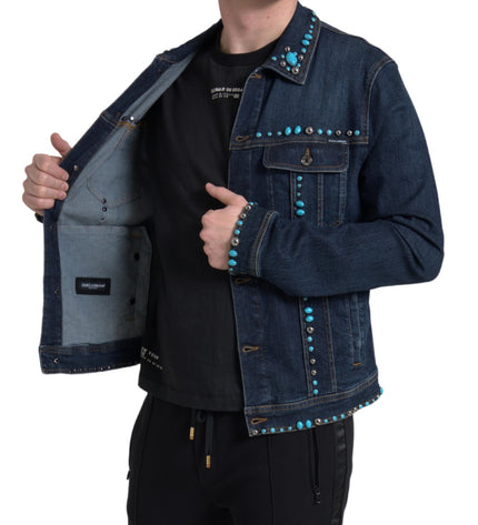 Dolce & Gabbana Embellished Turquoise Denim Jacket