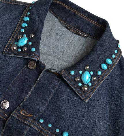 Dolce & Gabbana Embellished Turquoise Denim Jacket