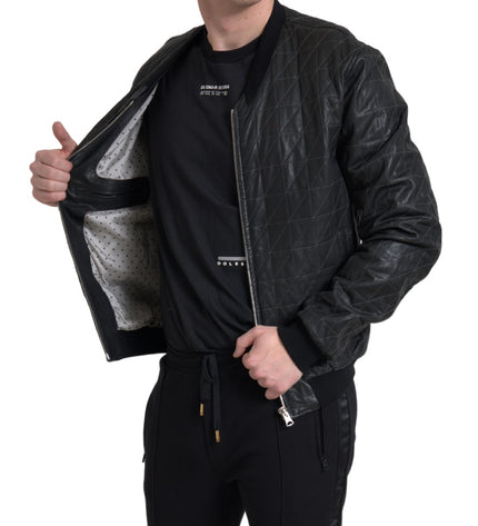 Dolce &amp; Gabbana Elegante bomber in pelle nera